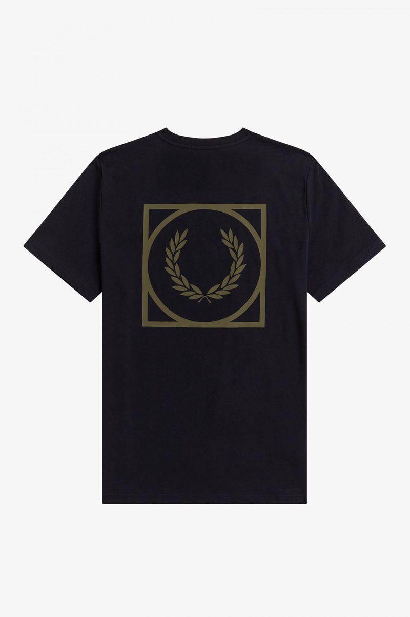 Navy Fred Perry Graphic Print Men's T Shirts | PH 1687LISH